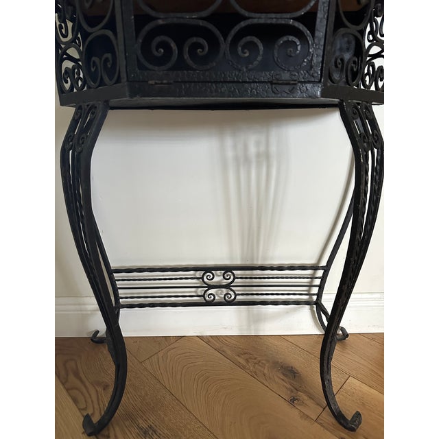 1930’s French Wrought Iron Telephone Table and Cage Chairish