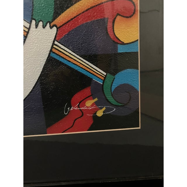 1990s Mid-Century Modern Style Cubist Violinist Painting Signed G. Kendall For Sale - Image 5 of 10