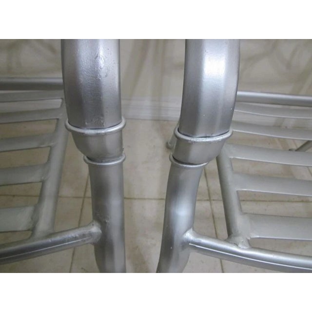 1980s Patio Garden Cast Aluminum Armchair Silver Set of 2 For Sale In Naples, FL - Image 6 of 7