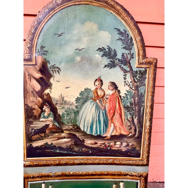 Item Possibly late 18th century but most likely 19th century painted arched painted panel. Either a panel intended for a...