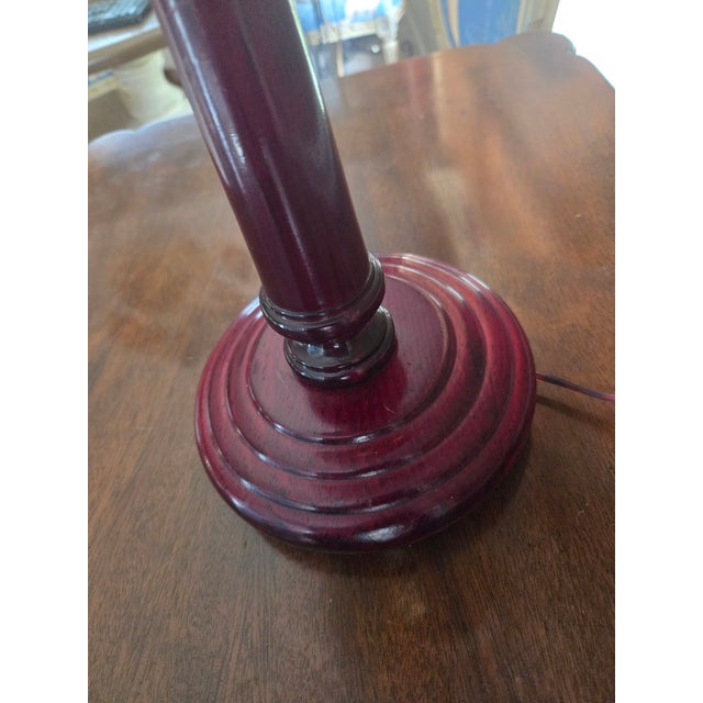 Wood Vintage Wood and Brass Candlestick Library Lamp For Sale - Image 7 of 11