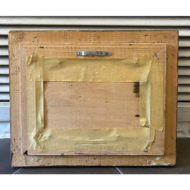 Mid 20th Century Chinoiserie Chic Painting in Gold Faux Bamboo Frame, Signed by the Artist For Sale - Image 4 of 10