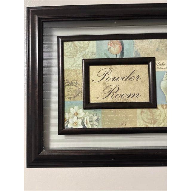 Brown Vintage Powder Room Picture Wood and Glass For Sale - Image 8 of 11