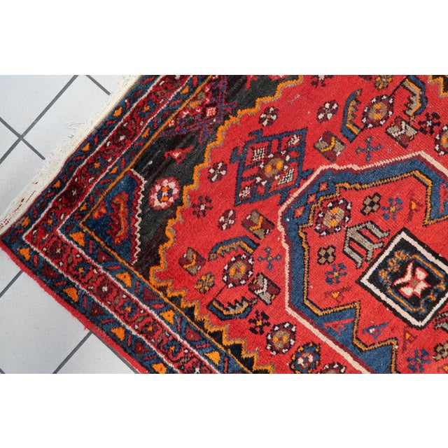 1930s 1930s, Vintage Persian Hamadan Rug, Geometric Medallion, 3 X 5 For Sale - Image 5 of 10