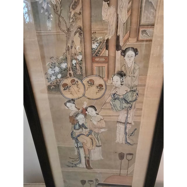 Antique Chinese Painting in a Pre Mid Century Frame For Sale - Image 12 of 12