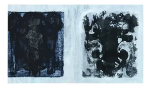 Early 21st Century Black and White Acrylic Abstract Composition