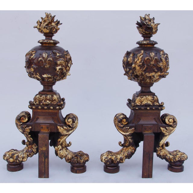 19th Century Renaissance Style Firedogs, Set of 2 For Sale - Image 3 of 6