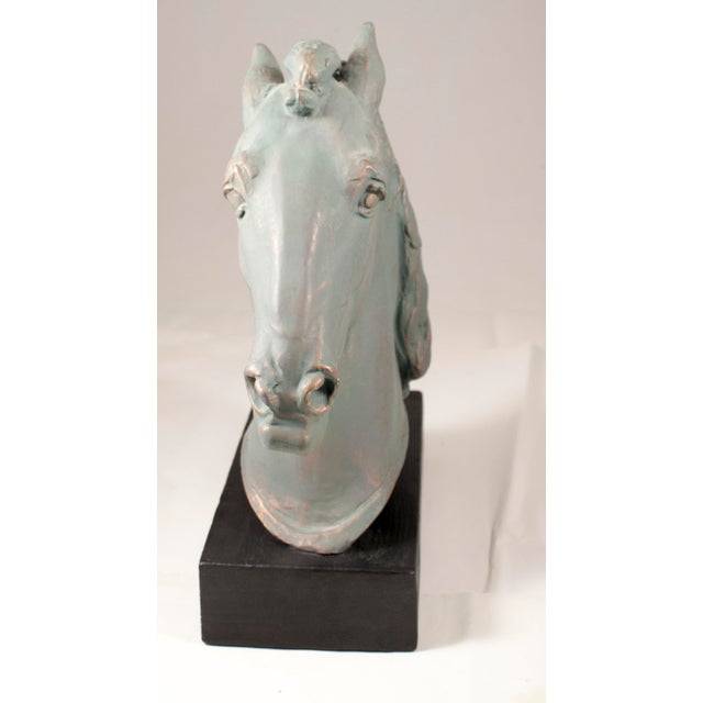 Verde Horse Head Sculpture on Black Base Attribute to Paul Wayland Bartlett For Sale In Nashville - Image 6 of 9