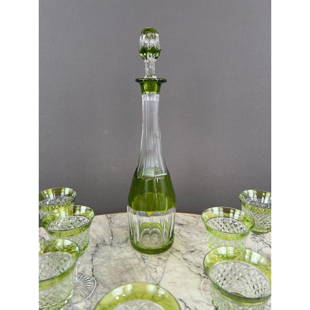 Crystal Liquor Glasses and Decanter, Set of 12 For Sale - Image 4 of 8
