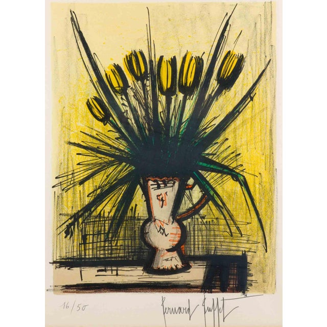 Bernard Buffet, Still Life (Yellow Tulips), Lithograph, 1966 For Sale