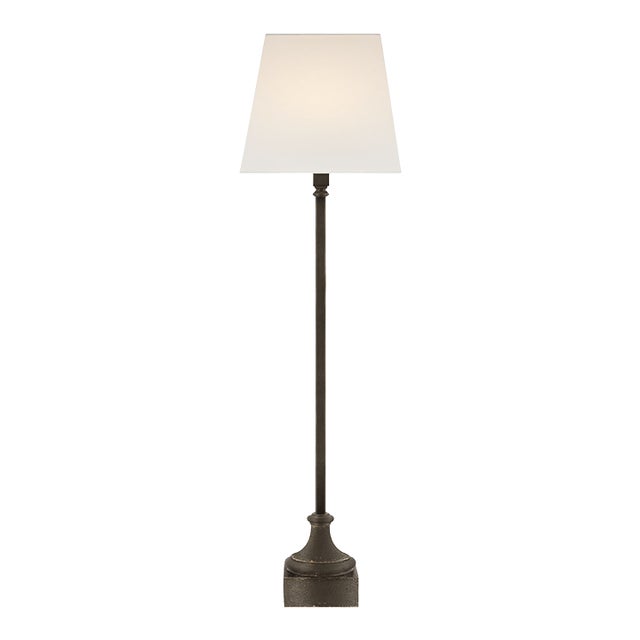 Chapman & Myers by Visual Comfort Signature Cawdor Buffet Lamp in Aged Iron with Linen Shade For Sale