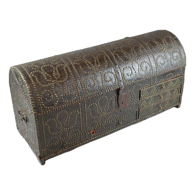 Studded Leather-Wrapped Dome Chest, 18th For Sale