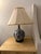 Art Nouveau Mid 20th Century Porcelain Table Lamp With Original Linen Shade For Sale - Image 3 of 3