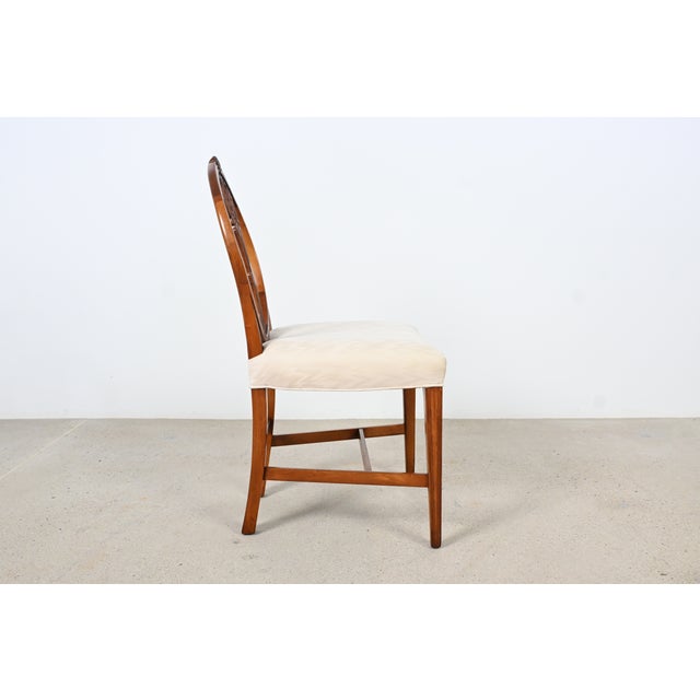 Elegant Set of Six Hepplewhite-Style Carved Dining Chairs With Oval Backrests For Sale - Image 11 of 16