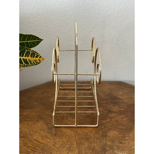 Metal 1930s Hollywood Regency Brass Magazine Rack For Sale - Image 7 of 7