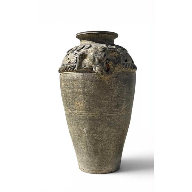 1970s Late 20th Century Thailand Ban Chiang Vintage Earth Ware Terracotta Elephant Floor Vase For Sale - Image 5 of 9