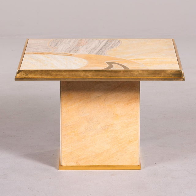 Wood Small Mid Century Porcelain and Brass Table For Sale - Image 7 of 12
