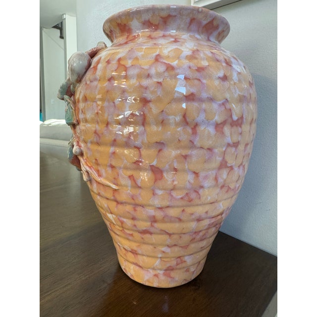 Vintage Bát Tràng Sculptural Ceramic Vase With 3d Floral Applique For Sale In Kansas City - Image 6 of 6