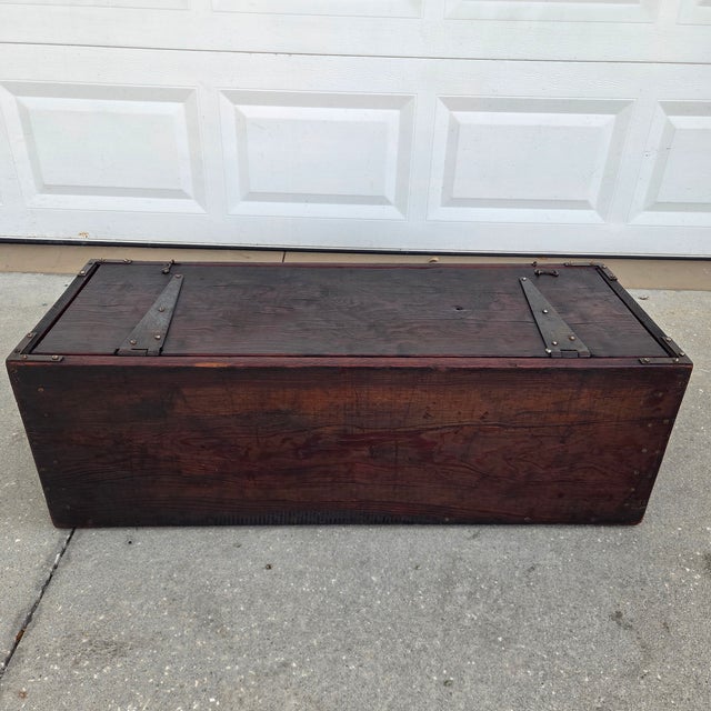 Antique Old-Growth Curly Pine Blanket Chest W/ Hand-Forged Iron Strap Hinges, C. 1880 For Sale - Image 10 of 10