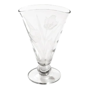 Art Deco Frosted and Transparent Glass Vase With Floral Relief Detailing