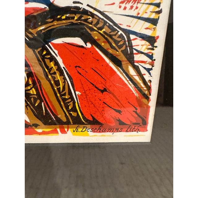 Black Late 20th Century Cubist-Style Color Lithograph Depicting a Queen, Circa 1975–1990. For Sale - Image 8 of 10