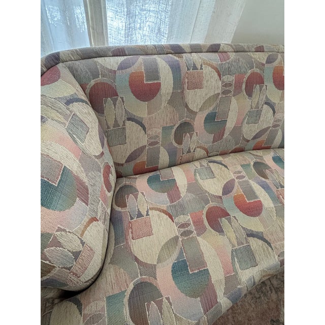 Lovely & interesting post modern (1980s?) slightly curved Vladimir Kagan for Weiman Style sofa. Remarkably well preserved....