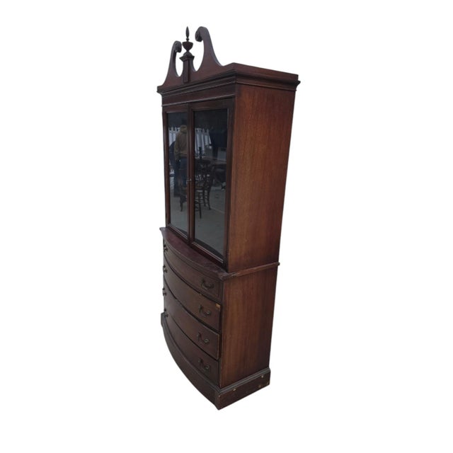 Brown Vintage Curved Front China Cabinet / Secretary Cabinet For Sale - Image 8 of 10