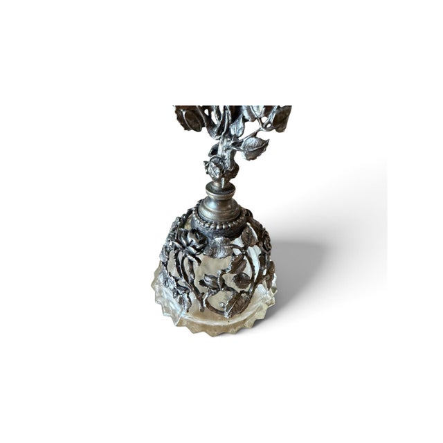 Platinum Matson Ormolu Glass Perfume Bottle With Ornate Floral Metalwork For Sale - Image 8 of 8