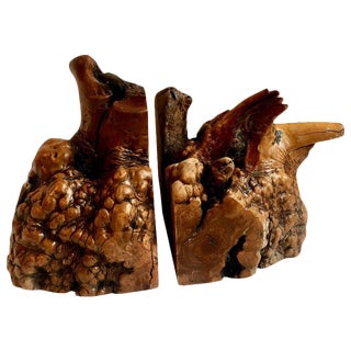 Pair of Burl Wood Bookends For Sale