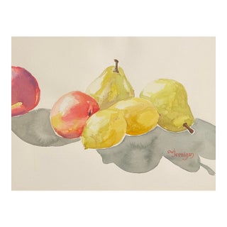 Claudia Jernigan Three Pair Fruit Still Life Watercolor For Sale