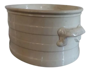 19th Century English White Porcelain Handled Footbath Planter or Cachepot
