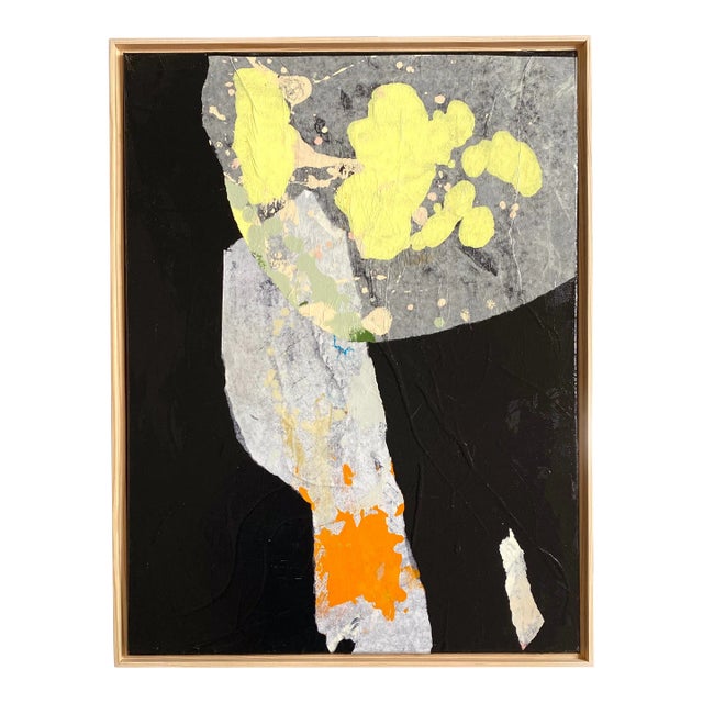 "Yellow Leaf Moon" 2023 Framed Painting by Jessalin Beutler For Sale