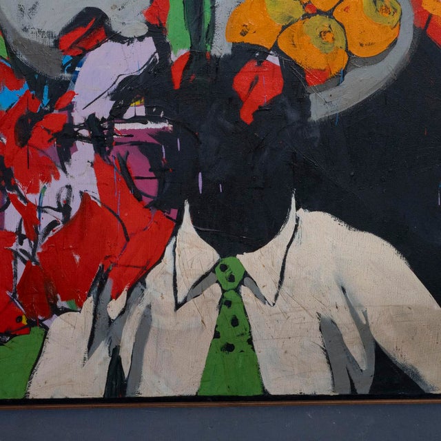 Pop Art Vintage Post-War Abstract Expressionist / Pop Art Oil on Canvas For Sale - Image 3 of 11