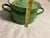 Vintage Enamel Ware Pot With Lid in Green With Narrow Gold Stripe Handle to Two Sides For Sale - Image 10 of 12
