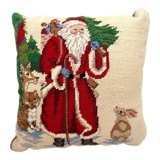 Needlepoint Holiday Decorative Pillow For Sale