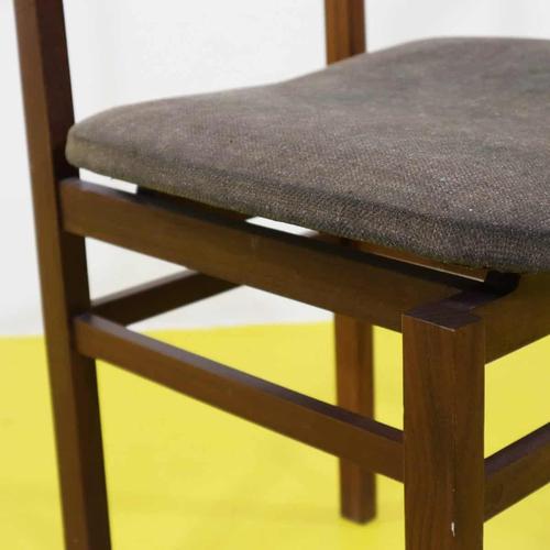 Wooden Chair with Brown Upholstered Seat For Sale - Image 6 of 11