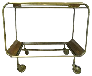 Art Deco French Brass and Glass Bar Cart