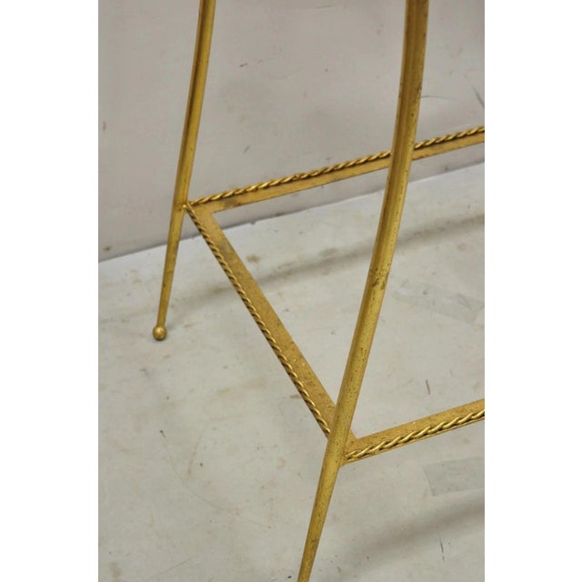 Mid 20th Century Italian Hollywood Regency Iron Rope Tassel Gold 3 Tier Etagere Stand Side Table For Sale - Image 11 of 12