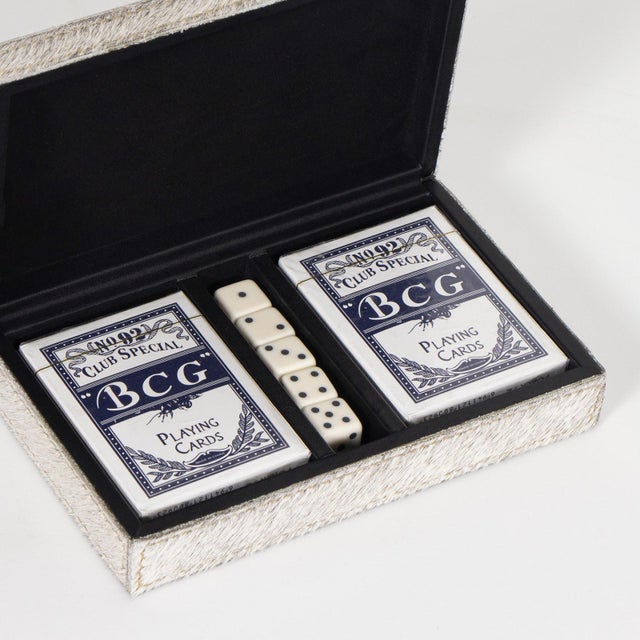 2020s Andres Hair on Hide Playing Card Set, Grey For Sale - Image 5 of 6