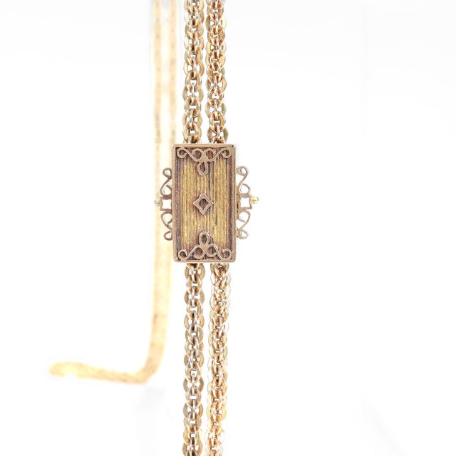 Antique Victorian 14k Gold Leontine Chain Necklace With a Rectangular Slide For Sale - Image 14 of 16