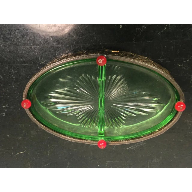 1930s Art Deco Brass Repousse Jade Elephant Oval Vanity Box For Sale - Image 10 of 11