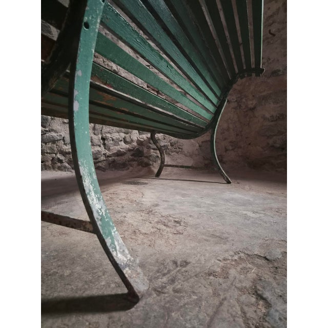 French Garden Bench in Wood and Iron, 1950s For Sale - Image 6 of 18