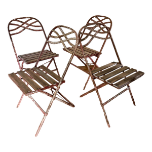 Antique French Folding Garden Chairs Set of 4