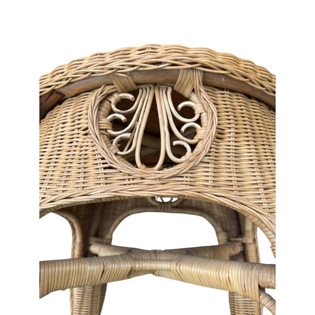 Mediterranean Bamboo Wicker Side Table For Sale - Image 3 of 10