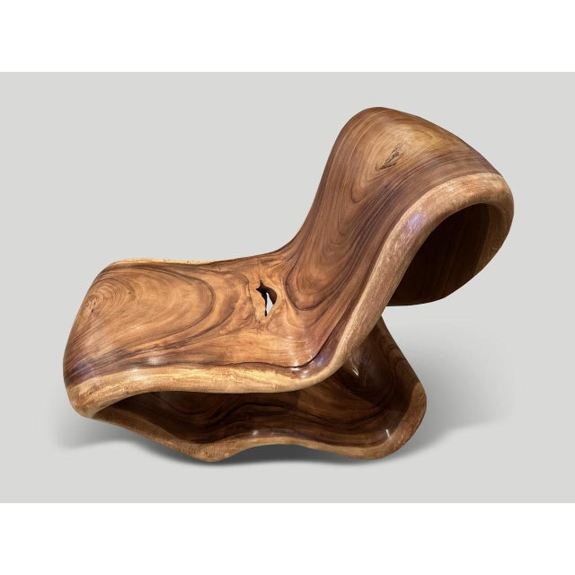 Andrianna Shamaris Impressive Suar Wood Sculptural Chair For Sale - Image 16 of 18