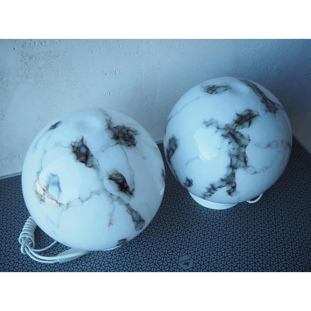 Metal Mid-Century Sphere Table Lamps, Europe, 1970s, Set of 2 For Sale - Image 7 of 13