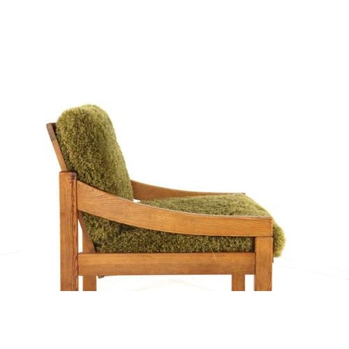 Pine Armchair with Green Upholstery, 1970s For Sale - Image 11 of 16