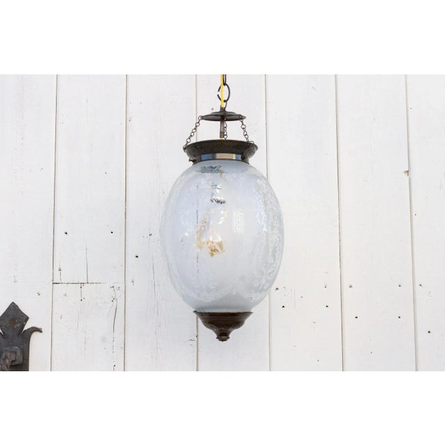 White Teardrop Clear Etched Lamp For Sale - Image 8 of 9