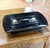 French Art Deco Black Lacquered Wood Desk Set With Glass Inkwells For Sale In Dallas - Image 6 of 9