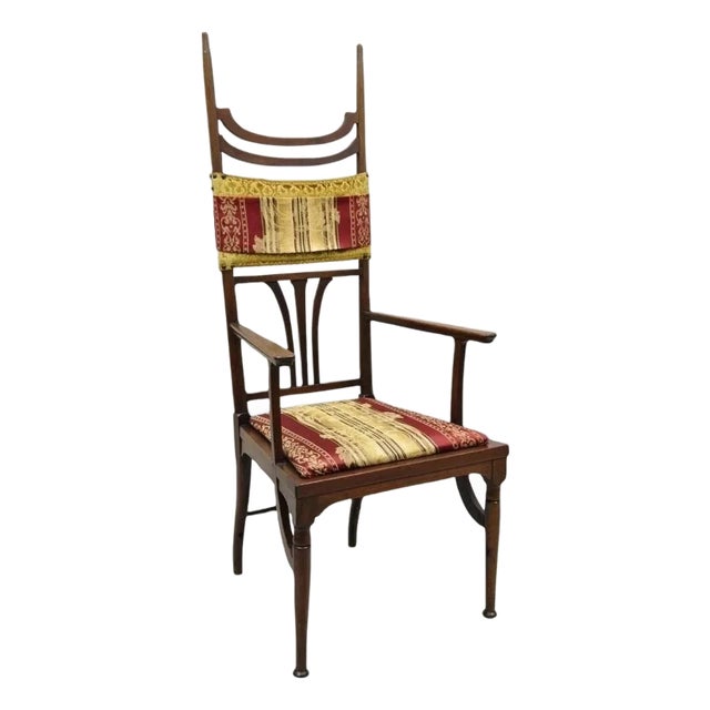 Antique Art Nouveau Mahogany Tall Finial Parlor Side Chair After j.s. Henry For Sale